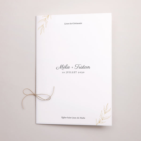 Livret de messe Mariage Double volet Végétal minimal photo
