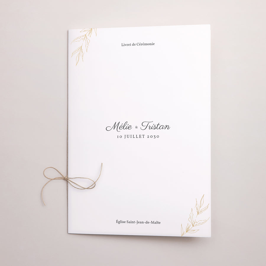 Livret de messe Mariage Double volet Végétal minimal photo