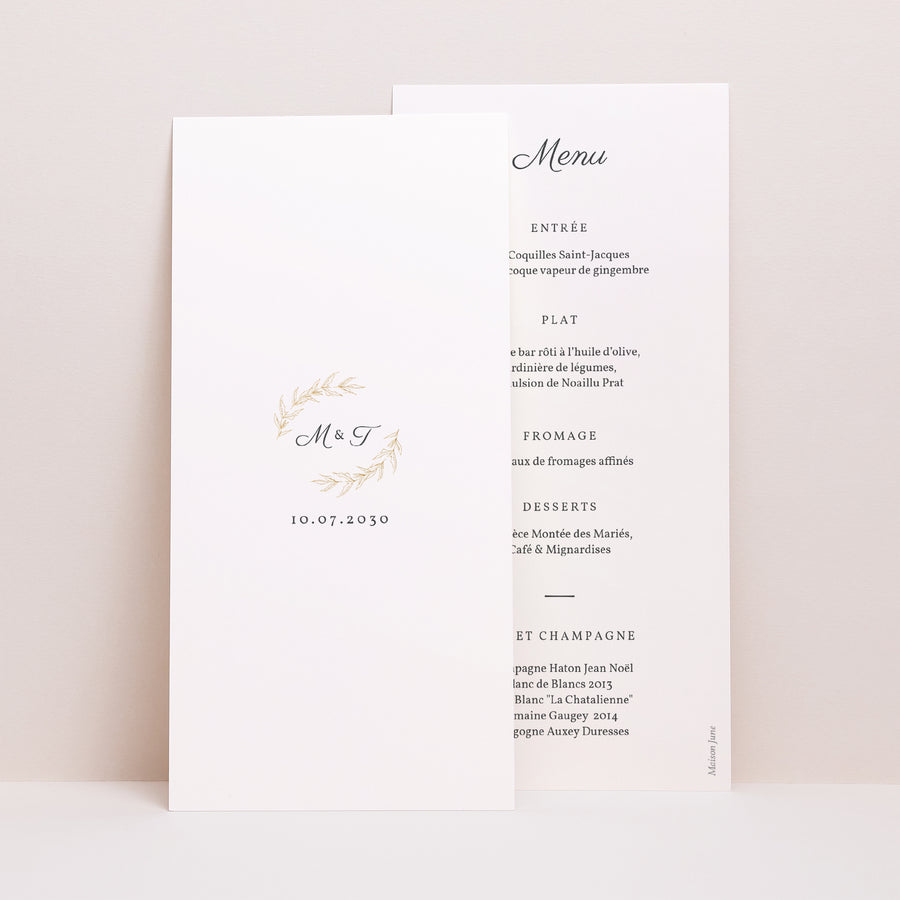 Menu Mariage Panoramique portrait Végétal minimal photo