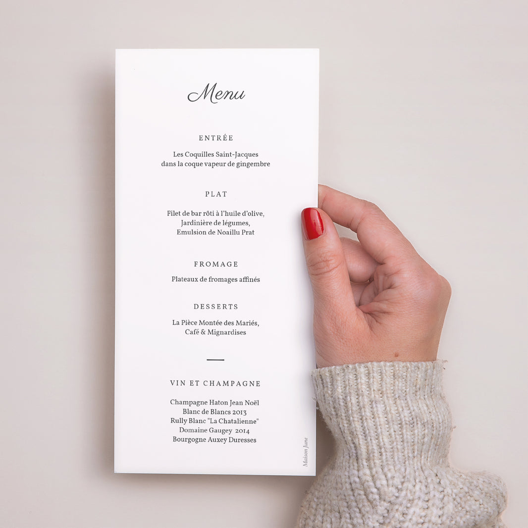 Menu Mariage Panoramique portrait Végétal minimal photo N° 3