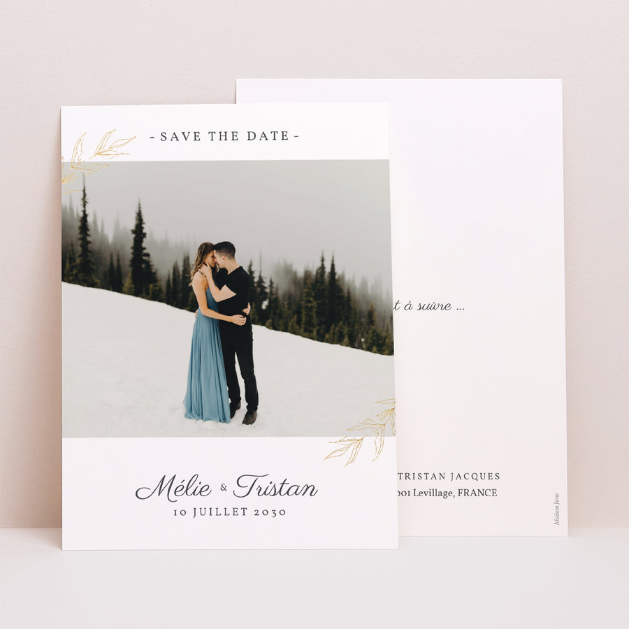 Save the date Mariage Portrait Végétal minimal photo