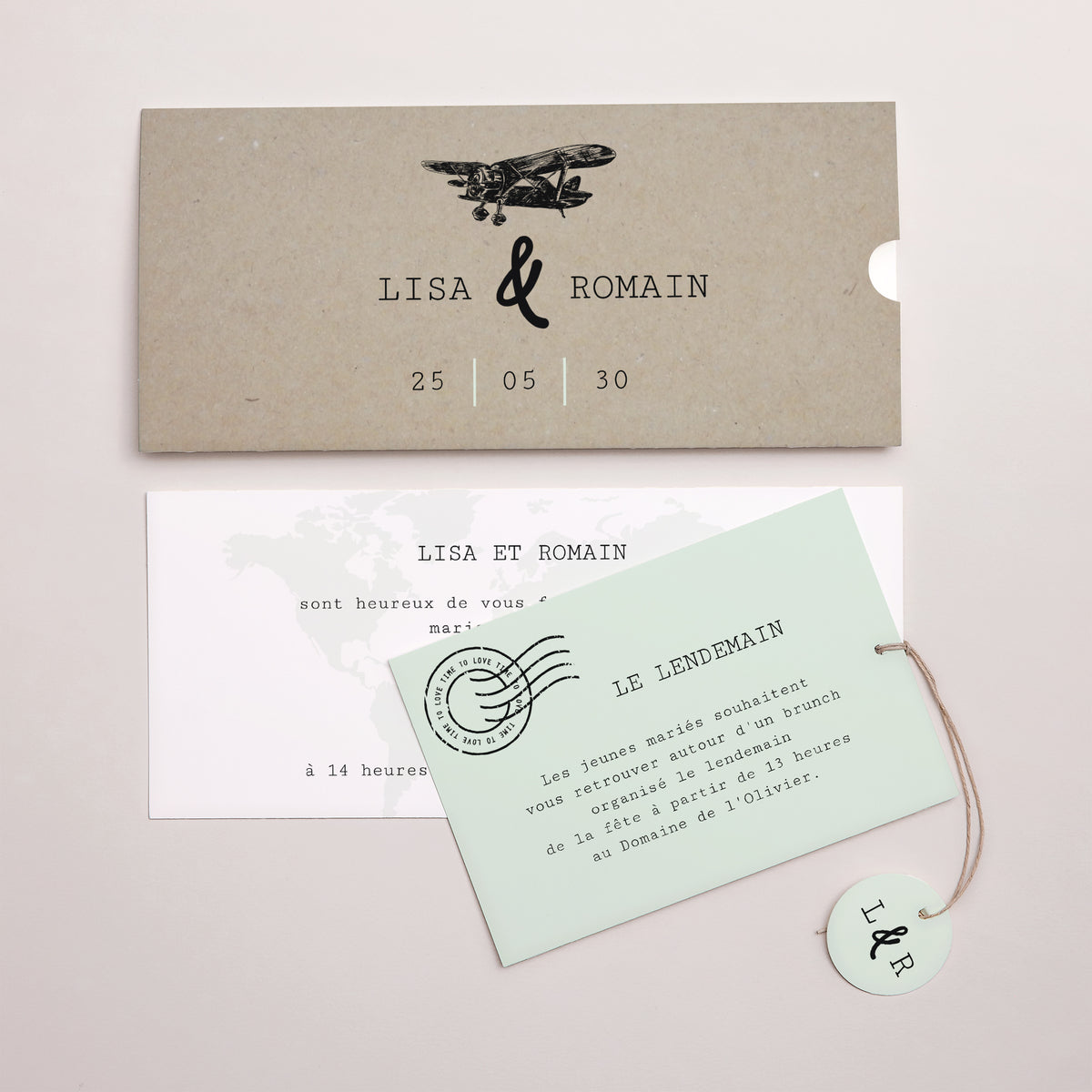 Faire-part Mariage Pochette 2 cartes, étiquette Time To Love photo N° 3