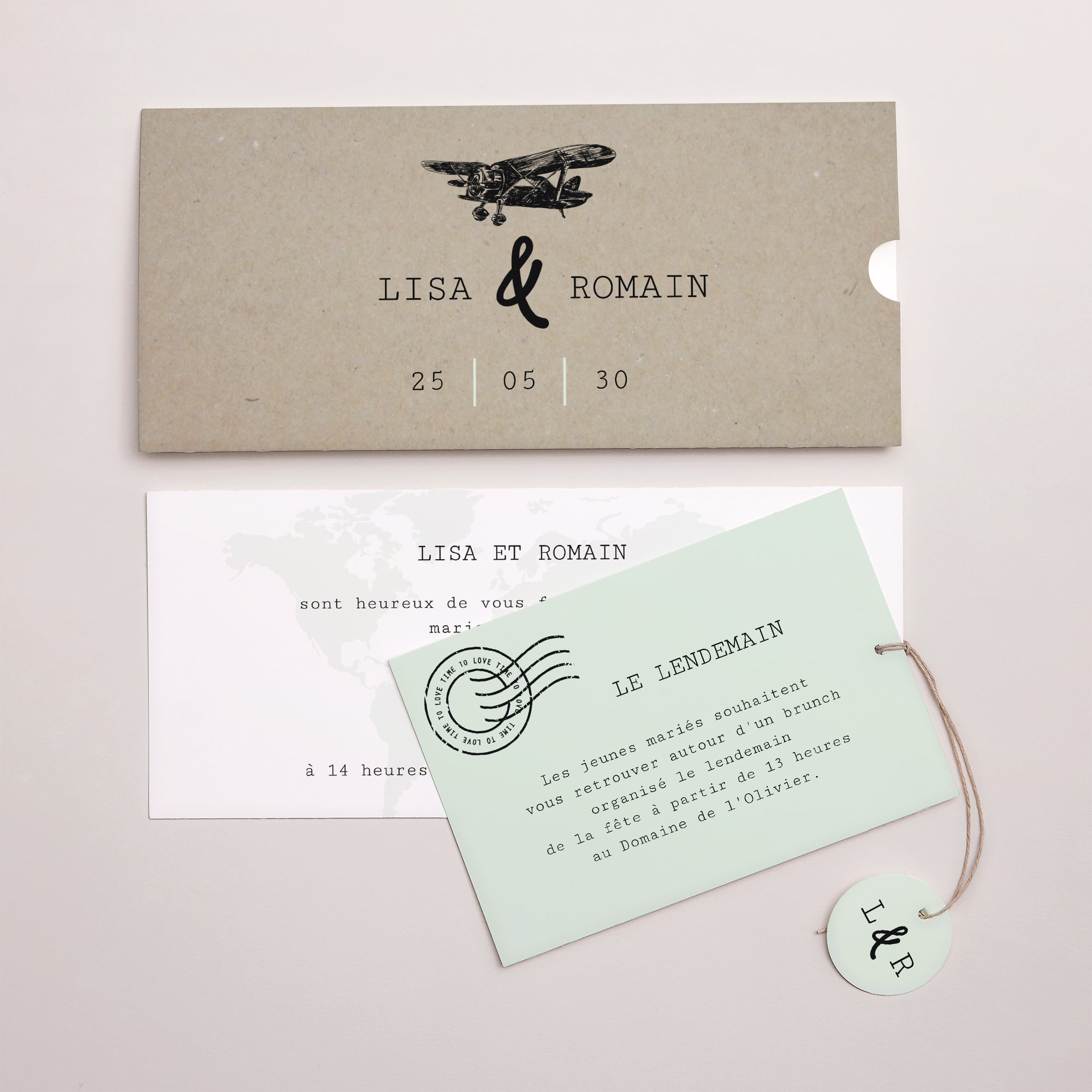 Faire-part Mariage Pochette 2 cartes, étiquette Time To Love photo N° 3