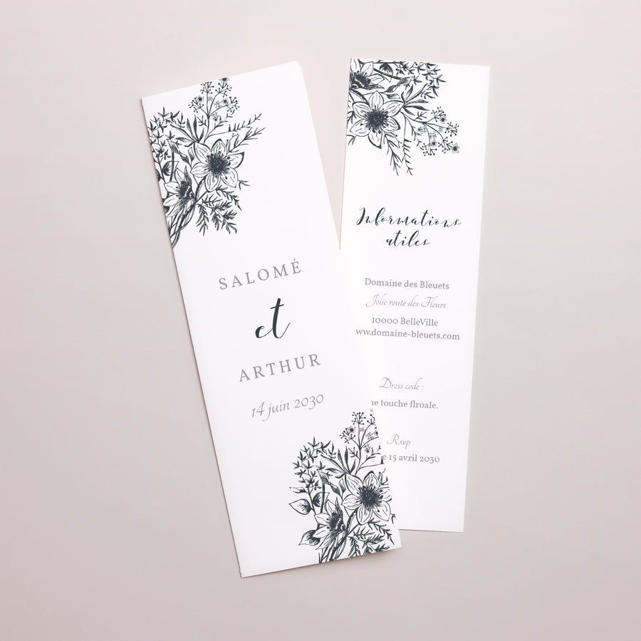 Faire-part Mariage Marque-page photo Esquisse Florale photo