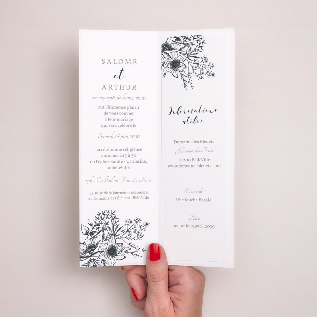 Faire-part Mariage Marque-page photo Esquisse Florale photo N° 2