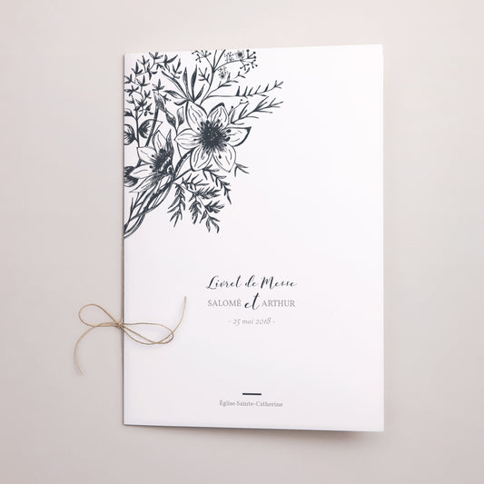 Livret de messe Mariage Double volet Esquisse Florale photo