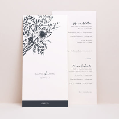 Menu Mariage Panoramique portrait Esquisse Florale photo N° 1