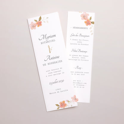 Faire-part Mariage Marque-page photo Rose Botanique photo N° 1