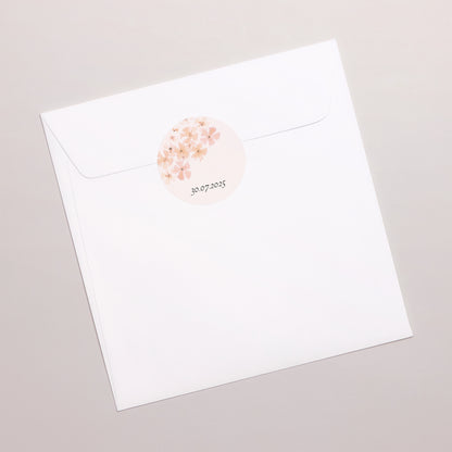 Sticker Naissance Rond Fleurs Aquarelle Pêche photo N° 3