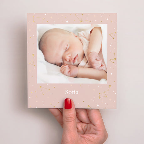 Faire-part Naissance Carré Voûte Céleste rose