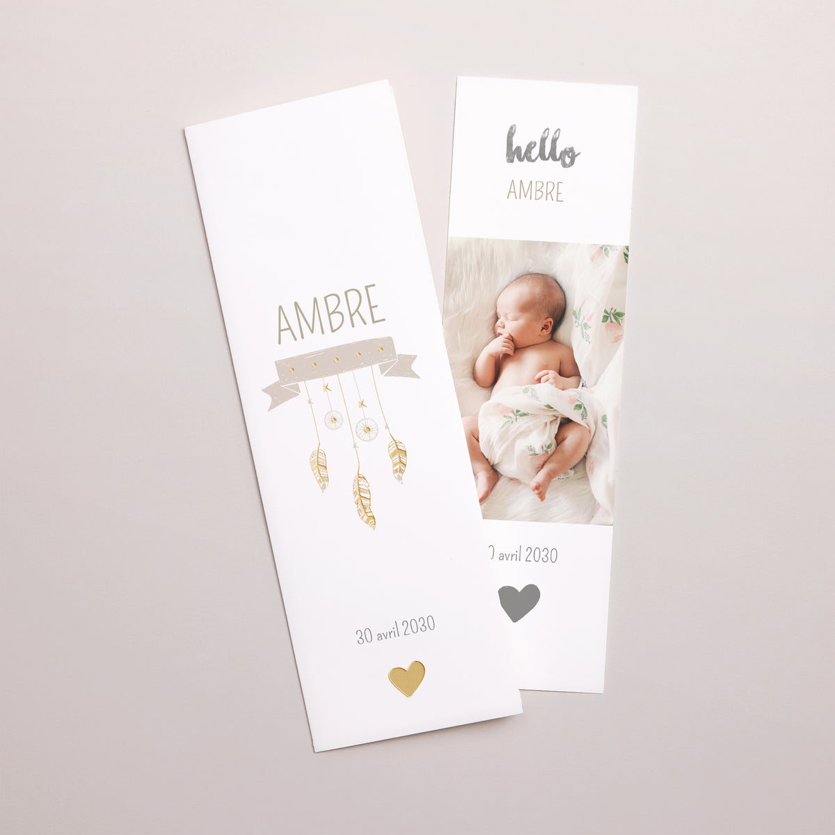 Faire-part Naissance Marque-page photo Attrape Rêve Or photo N° 1