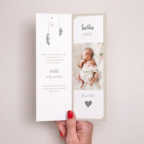 Faire-part Naissance Marque-page photo Attrape Rêve Or