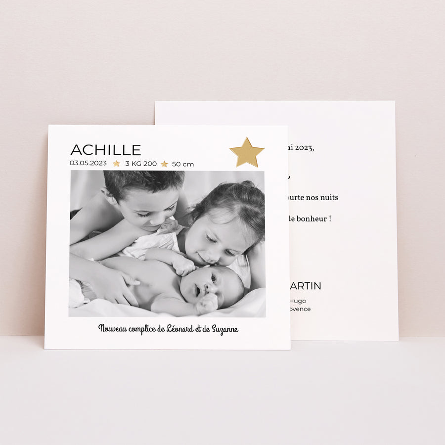 Faire-part Naissance Carré Photo Etoile photo
