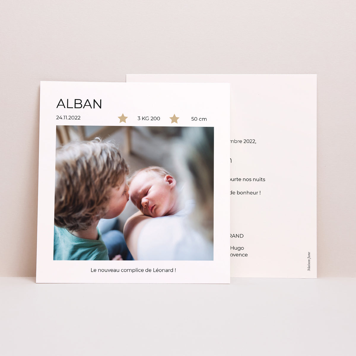 Faire-part Naissance Carré Photo Etoile II photo N° 1
