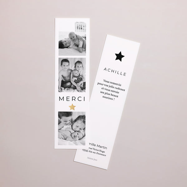 Remerciements Naissance Marque-page Photo Etoile photo