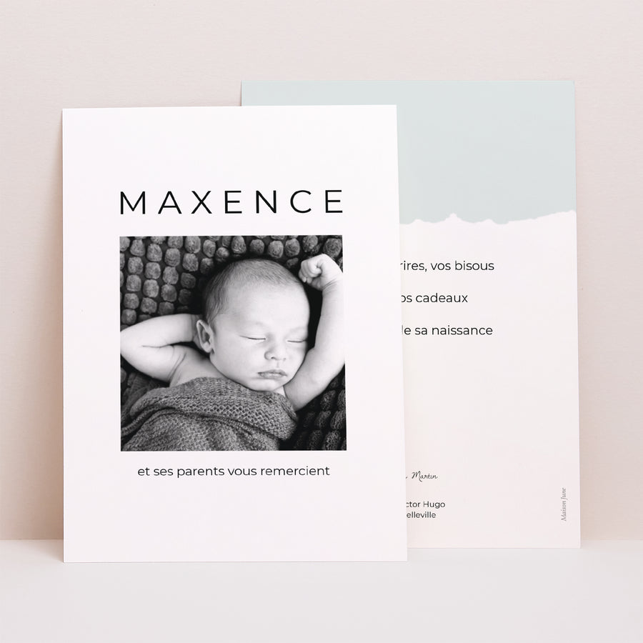 Remerciements Naissance Portrait Menthe Douce photo