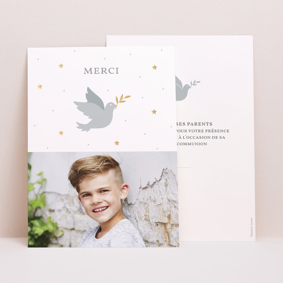 Remerciements Communion Portrait Holly spirit gris photo