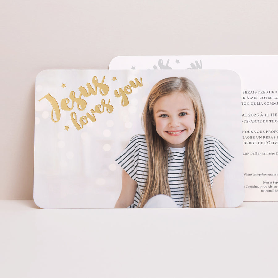 Faire-part Communion Paysage, bords arrondis Holly Love photo