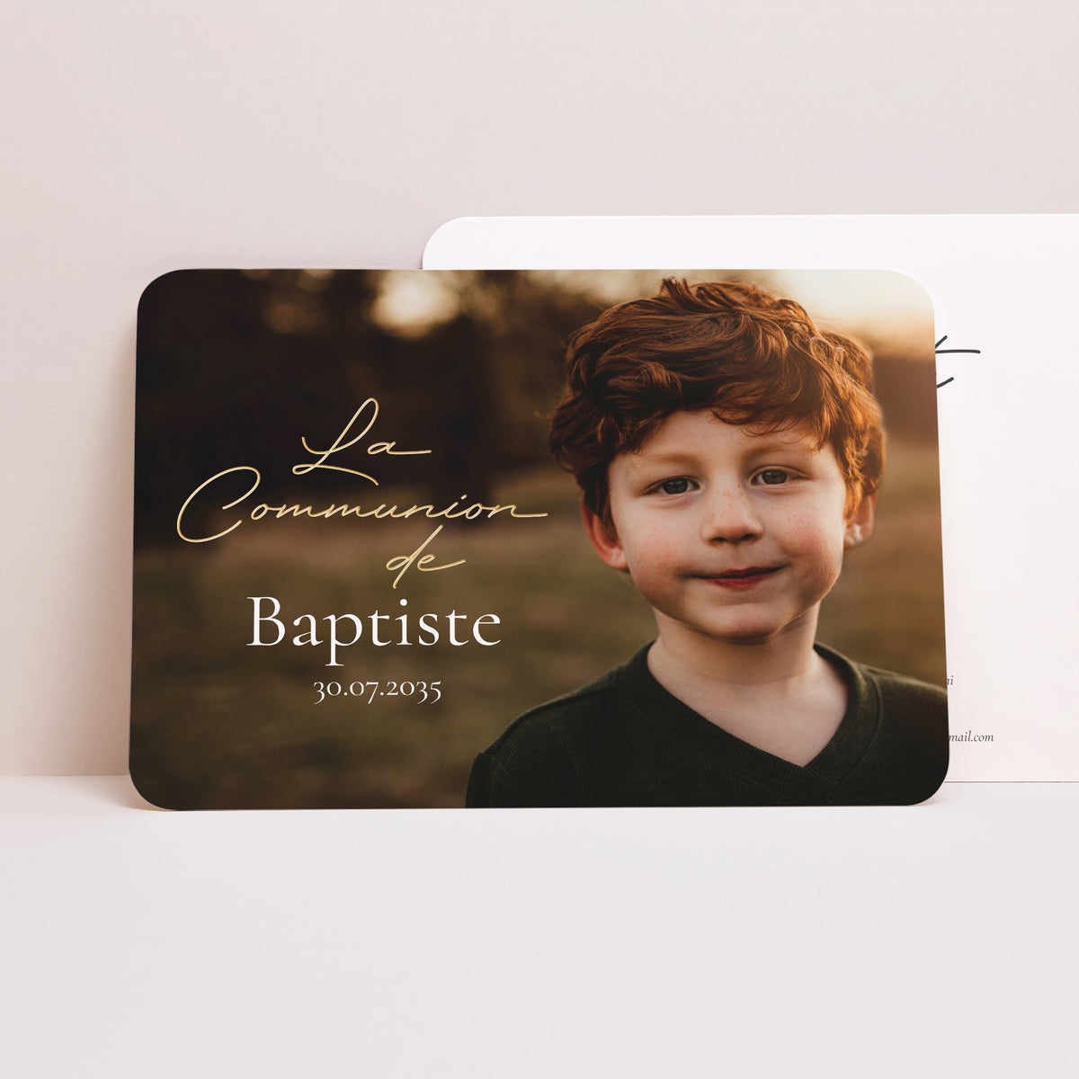 Faire-part Communion Paysage, bords arrondis Jésus m'aime photo