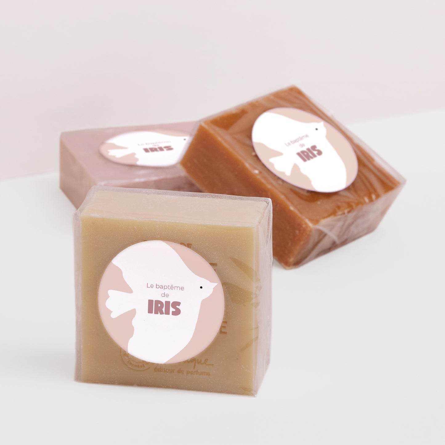 Sticker Baptême Rond Colombe rose photo N° 2