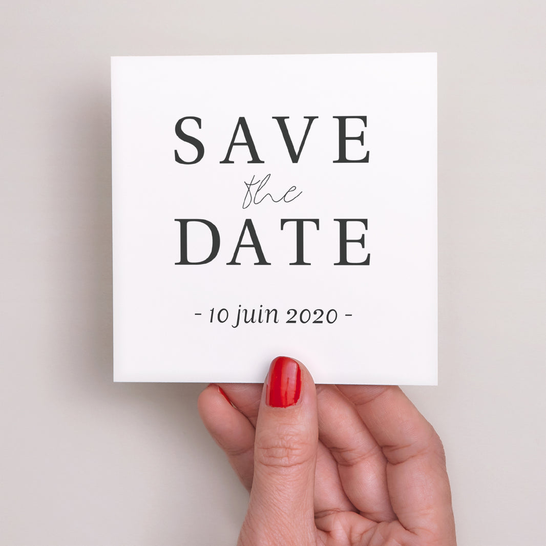 Save the date Mariage Carré Carré Typographique photo N° 2