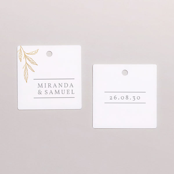 Etiquette perforée Mariage Carrée Botanique Minimaliste photo