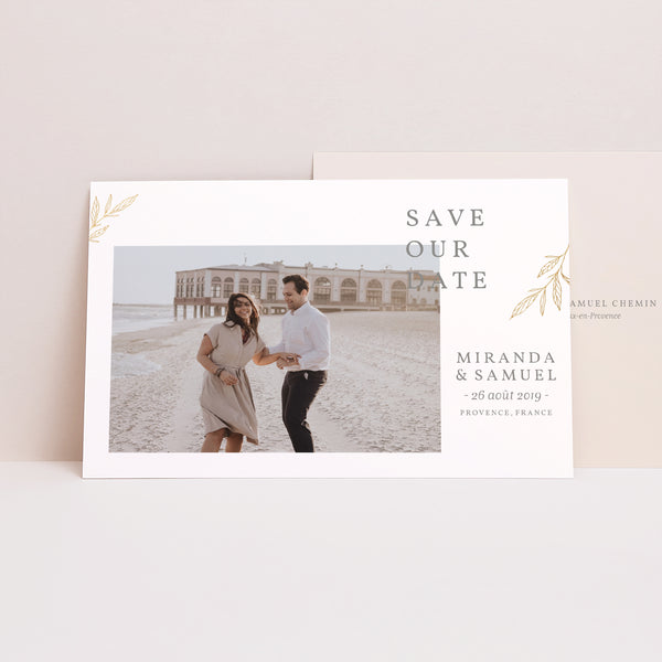 Save the date Mariage Paysage Botanique Minimaliste photo