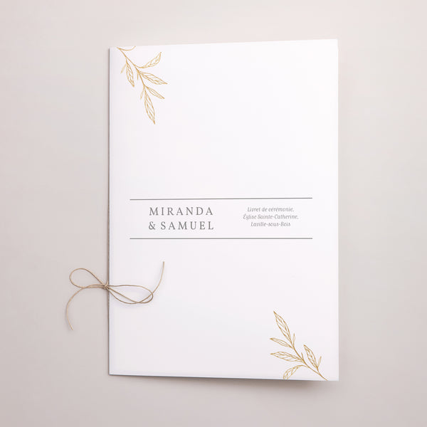 Livret de messe Mariage Double volet Botanique Minimaliste photo