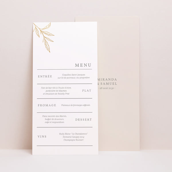 Menu Mariage Panoramique portrait Botanique Minimaliste photo