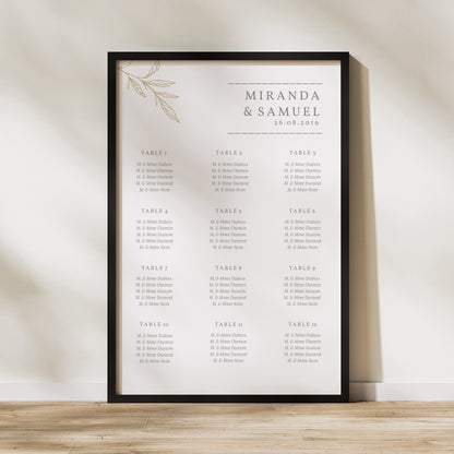 Plan de table Mariage Portrait 60 x 90 cm Botanique Minimaliste photo N° 1