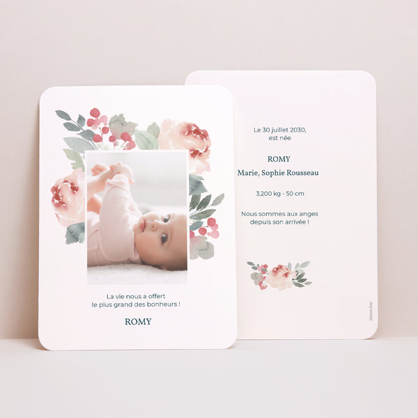 Faire-part Naissance Portrait, bords arrondis Althea photo