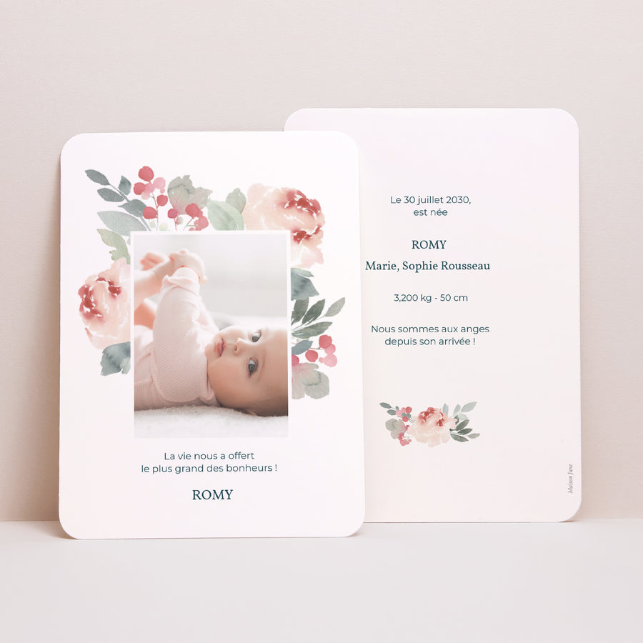 Faire-part Naissance Portrait, bords arrondis Althea photo