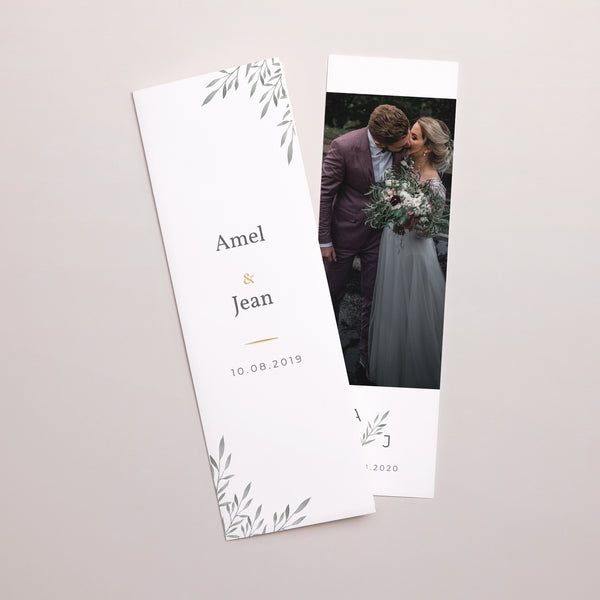 Remerciements Mariage Marque-page photo Rameaux Aquarelle photo