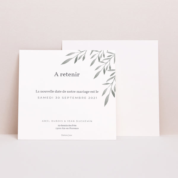 Invitations Mariage Carré Rameaux Aquarelle photo