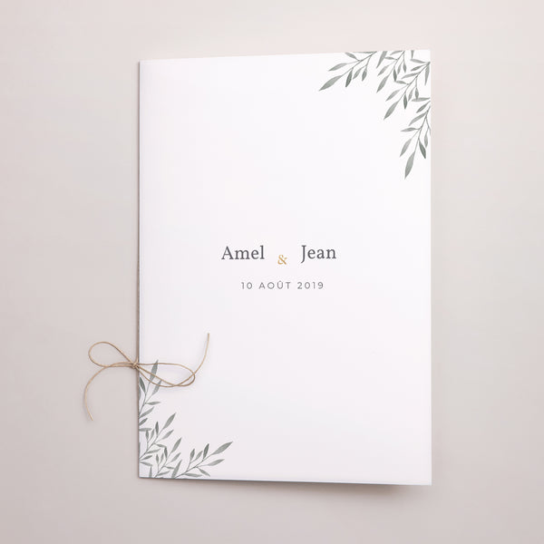 Livret de messe Mariage Double volet Rameaux Aquarelle photo