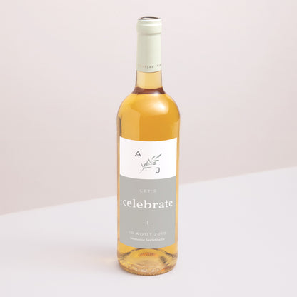 Etiquette bouteille Mariage Portrait Rameaux Aquarelle photo N° 1