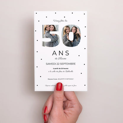 Invitations Anniversaire Adulte Portrait Chiffre 50+, 2 photos photo N° 2