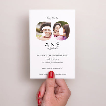 Invitations Anniversaire Adulte Portrait Chiffre 60 photo N° 2