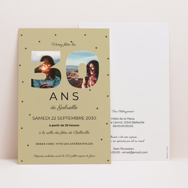 Invitations Anniversaire Adulte Portrait Chiffre 30 photo