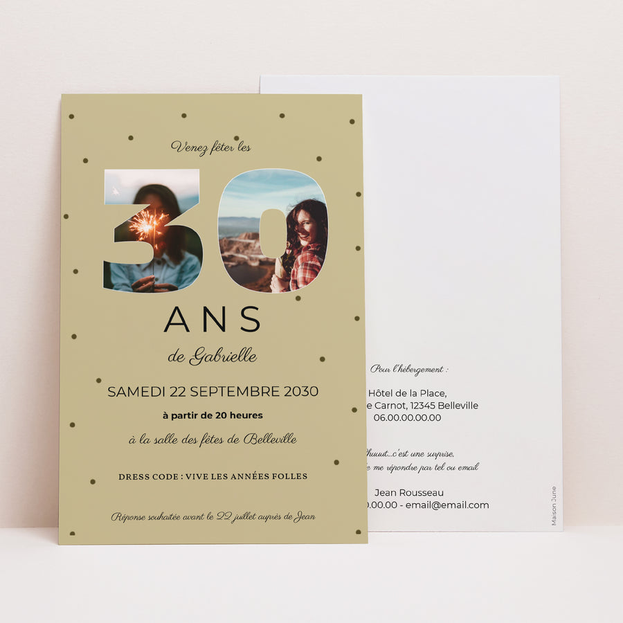 Invitations Anniversaire Adulte Portrait Chiffre 30 photo