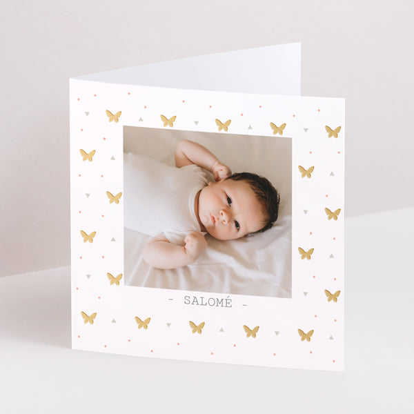 Faire-part Naissance Carré double volet Papillonne photo