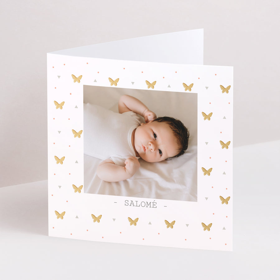 Faire-part Naissance Carré double volet Papillonne photo