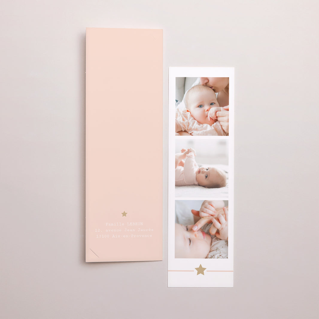 Faire-part Naissance Marque-page photo Cigogne Rose photo N° 3