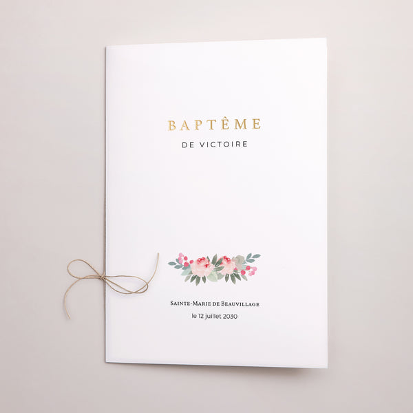 Livret de messe Baptême Double volet Fleurs de baptême photo