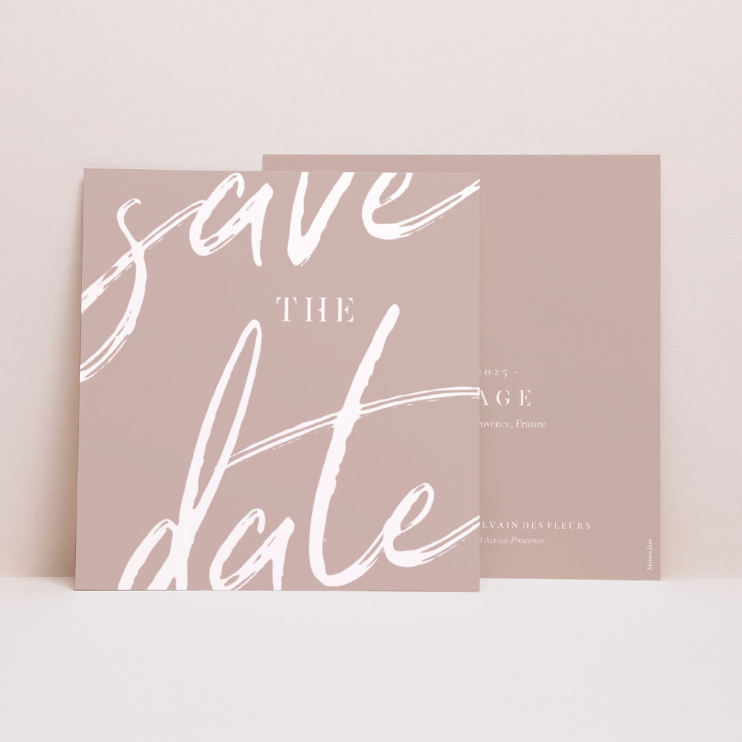 Save the date Mariage Carré Nuances Minimalistes photo N° 1