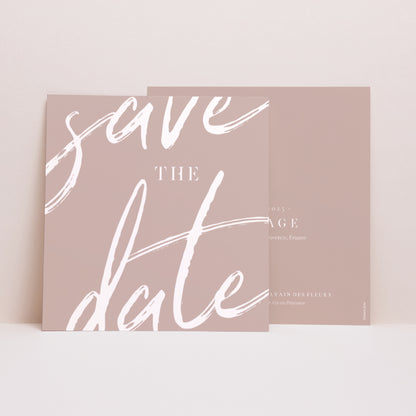 Save the date Mariage Carré Nuances Minimalistes photo N° 1