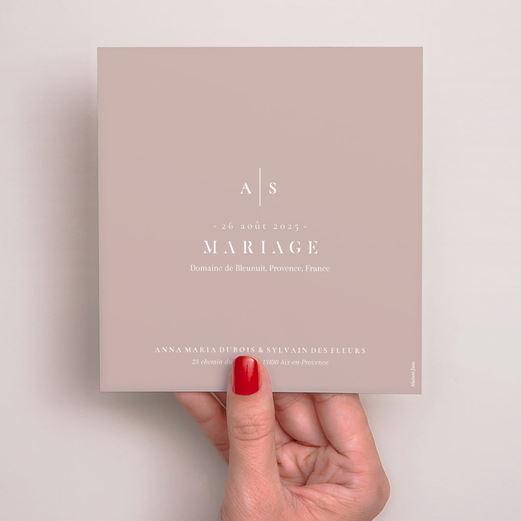 Save the date Mariage Carré Nuances Minimalistes photo N° 3