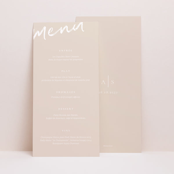 Menu Mariage Panoramique portrait Nuances Minimalistes photo