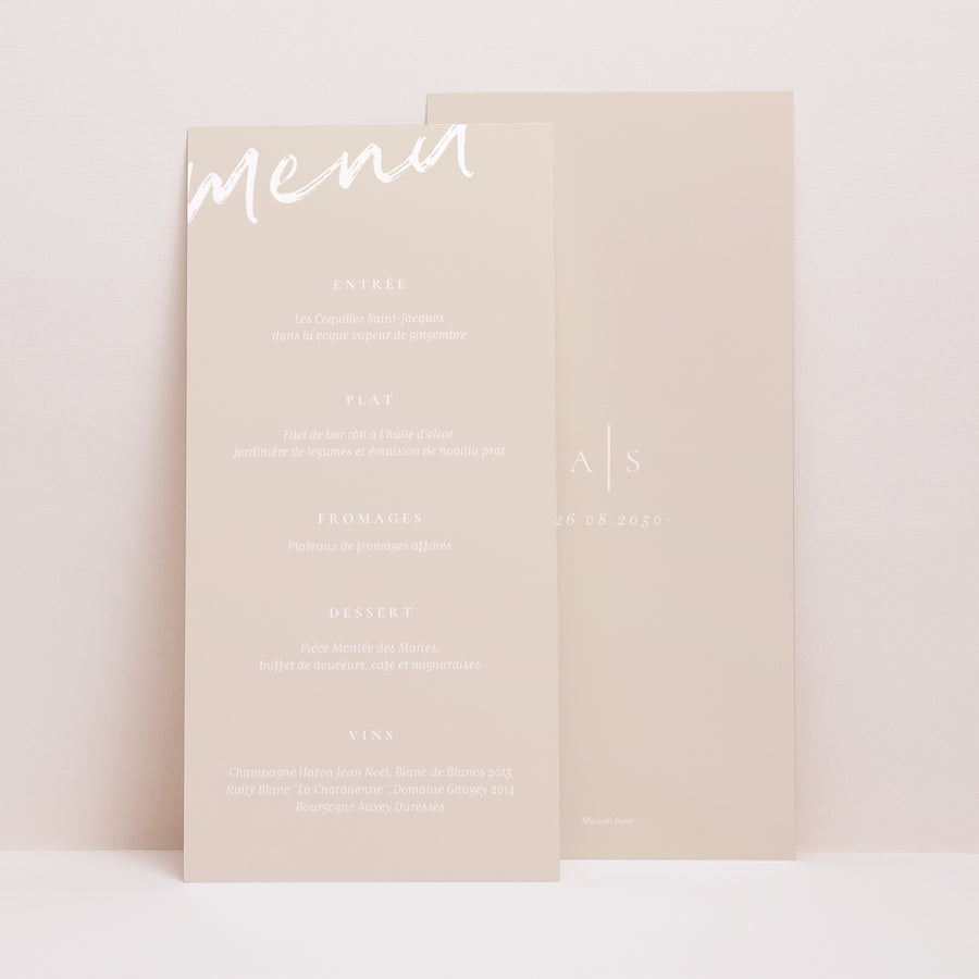 Menu Mariage Panoramique portrait Nuances Minimalistes photo