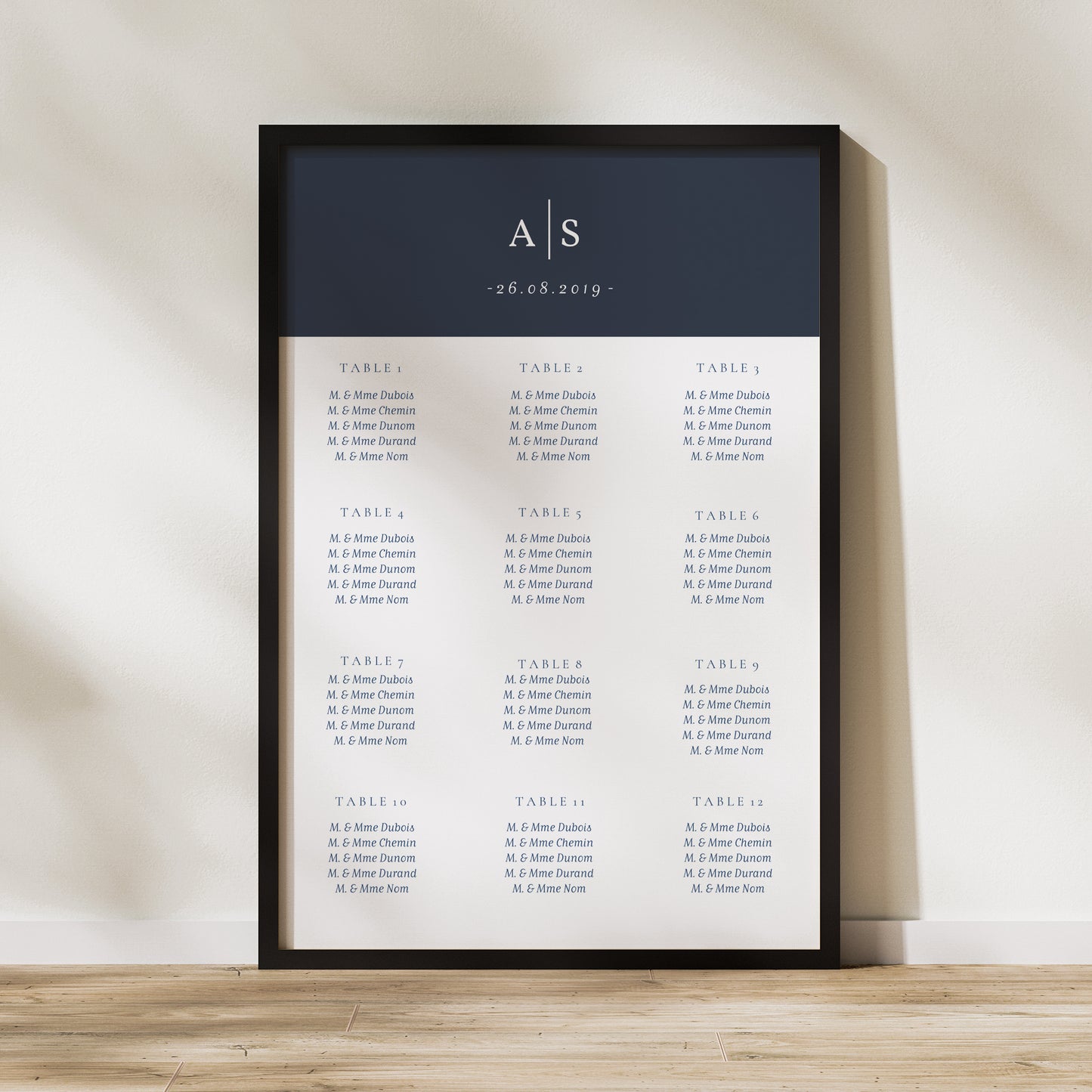 Plan de table Mariage Portrait 60 x 90 cm Nuances Minimalistes photo N° 1